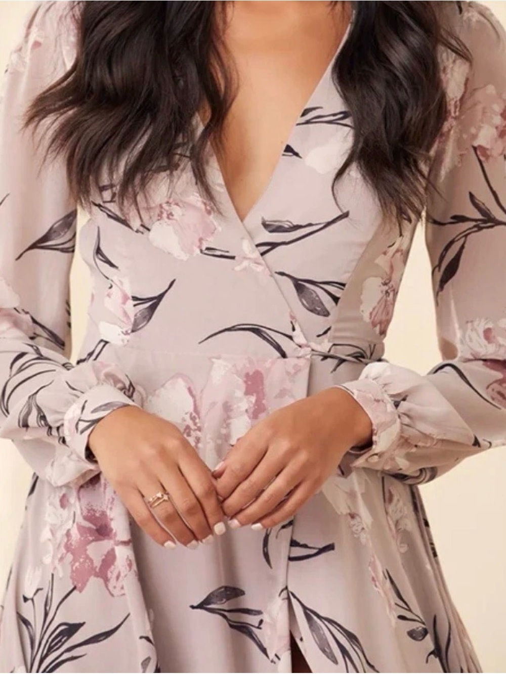 Lulu's Dusty Rose Floral Maxi Wrap Dress